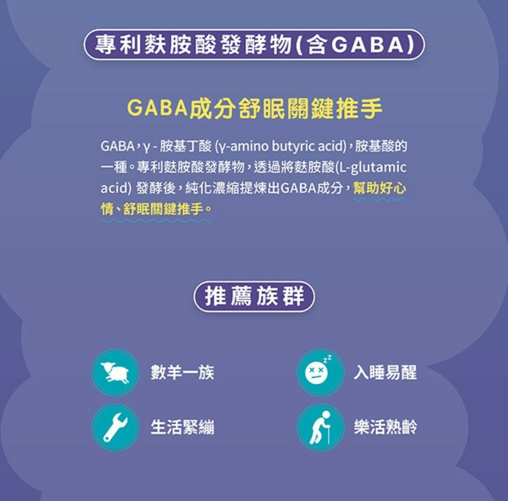 專利麩胺酸發酵物(含GABA),幫助好心情,舒眠